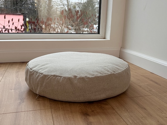 Round Hemp Cushion With Removable Cover Hemp Fiber Filling in Cotton Fabric With Linen Non dyed Cover Floor Cushion Custom Made Size Etsy