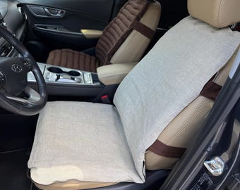 Removable Natural Linen Cover for our Buckwheat Car Seat Cushions (Zipper, Strap Holes)