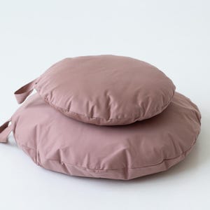 Round Hemp Cushion with Hemp fiber filling / Removable Cover + handle natural Cotton fabric Eco Yoga Floor pillow Custom made Sitting pad