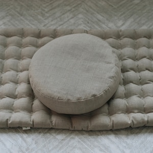 Meditation Set Zafu & Zabuton with Buckwheat hulls Linen Floor cushions Meditation pillow Meditation cushion Meditation pouf PillowSeat Yoga image 6