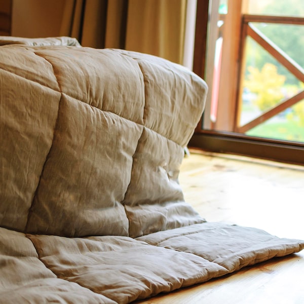 Warm 300 gr.m2  organic Hemp Linen Comforter  Blanket Duvet Insert Linen fabric filled organic Hemp fiber Full Twin Queen King Custom Size