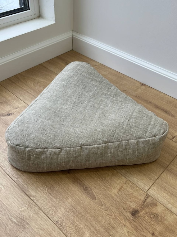 Triangular Linen Floor Cushion Filled Buckwheat Hulls organic Meditation Cushion Pillow Seat meditation Pillow for Yoga Studio Etsy