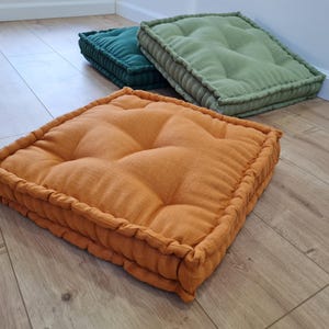Hemp Linen Floor Cushion fileld organic Hemp Fiber  in Natural Linen fabric / floor pillow Pillow seat/Meditation Yoga