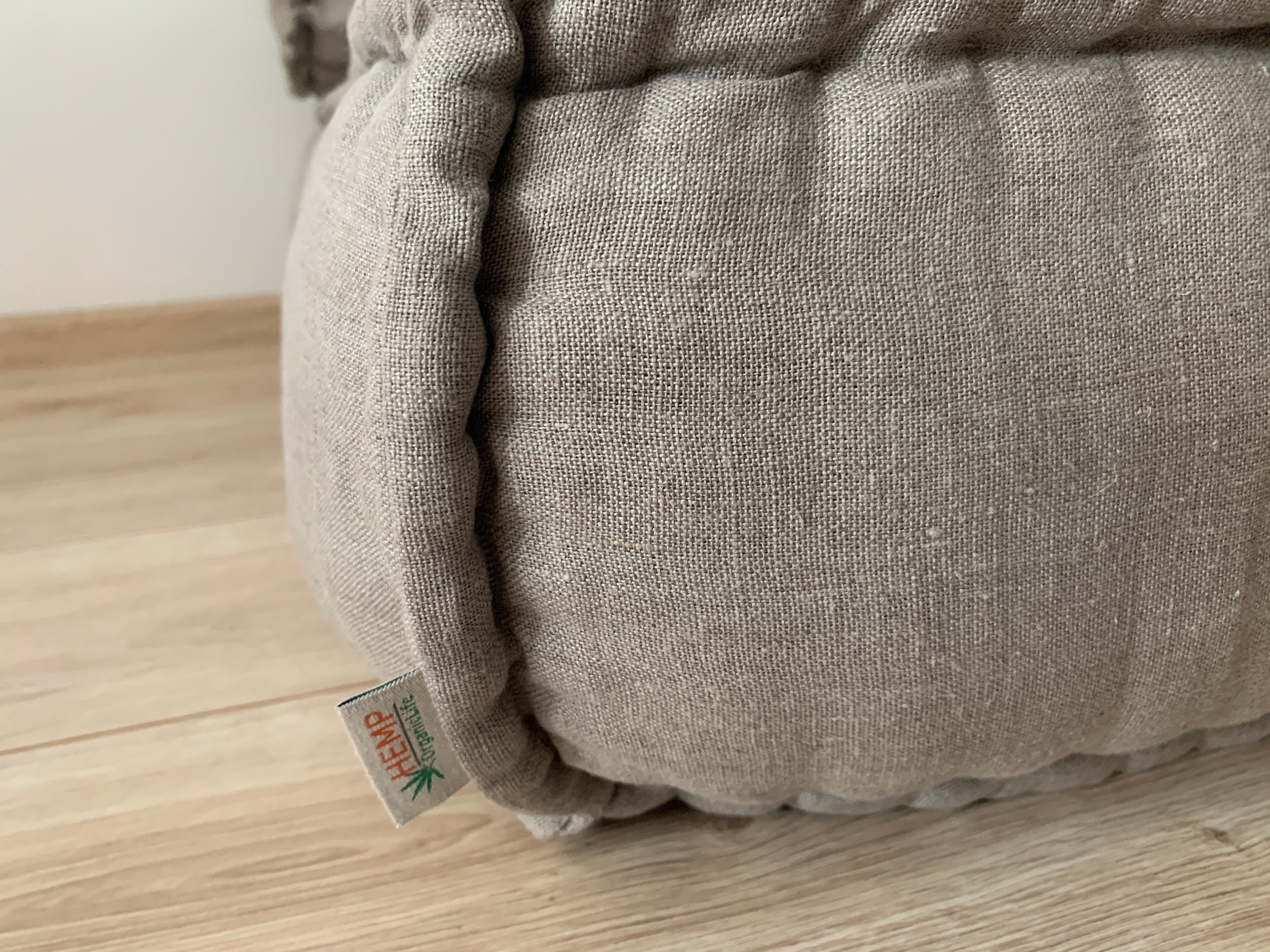 Unique Set of Hemp Floor Cushions: Two 49x29x7.8, Plus Back