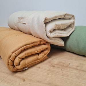 Sac de couchage en lin et chanvre pour la maternelle avec oreiller, tapis de sieste pour enfants, rembourrage en fibre de chanvre biologique, couette en lin, faite main