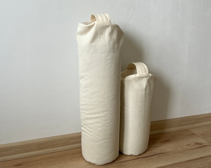 Bolster filled organic Buckwheat hulls yoga pillow  Meditation pillow natural non dyed cotton fabric
