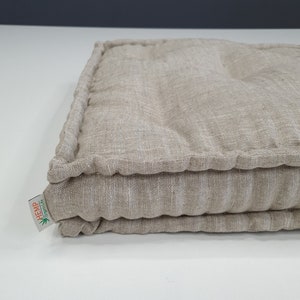 Hemp Floor cushion with organic hemp fiber filling in natural non dyed linen fabric / floor pillow Pillow seat/Meditation Yoga /Natural