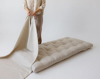 Removable Hemp Cover with Zipper for shikibuton 3" thik / Natural Hemp Fabric / Custom size / Queen Full, Twin, King / Eco-friendly