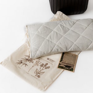 Oreiller unique en chanvre respirant et en sarrasin Tissu en chanvre non teint, oreiller biologique de haute qualité en écales de sarrasin, respectueux de l'environnement pour dormir + pillow bag