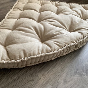 Hemp Reading nook cushion Hemp fiber in Blue Linen fabric / Floor cushion / Window cushion custom made size natural grey