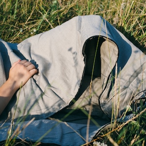 31.5&quot;W x 80&quot;L (80 cm x 200 cm) Organic HEMP Sleeping bag in linen fabric- organic hemp fiber filling + linen non-dyed fabric