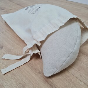 linen meditation Cresсent cushion filled with buckwheat hulls image 1