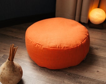 Zafu Linen floor cushion with Buckwheat hulls /Organic Meditation cushion/buckwheat/ pillow seat/Meditation cushion for Yoga studio