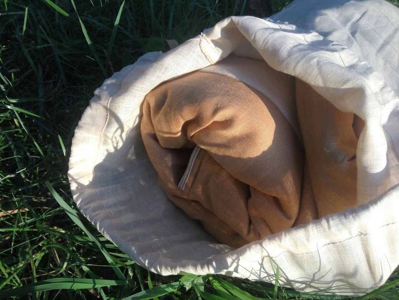 Easy Organic HEMP Sleeping bag in linen fabric organic hemp fiber filling linen fabric hand made image 7