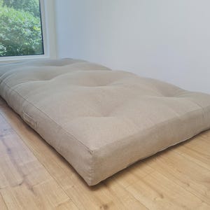 HEMP shikibuton  6” thick mat  Shiki futon filled organic hemp fiber filler in natural dense linen fabric Custom Size Hand made