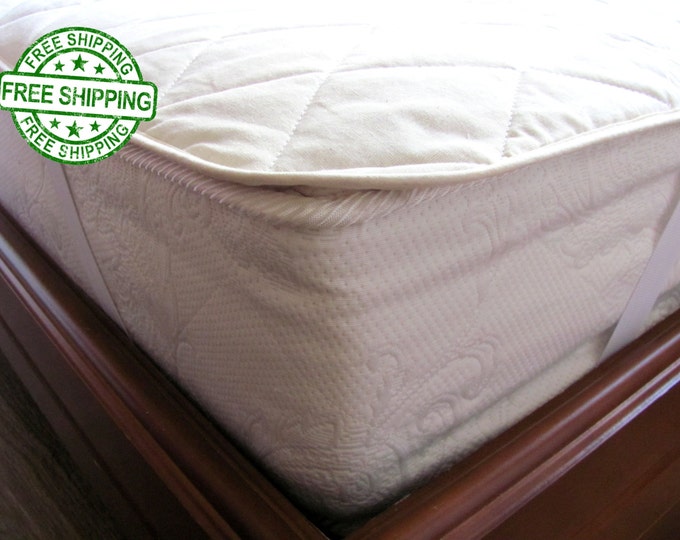 Organic Hemp Mattress Pad Cover Filled With Hemp Fiber / Queen Double