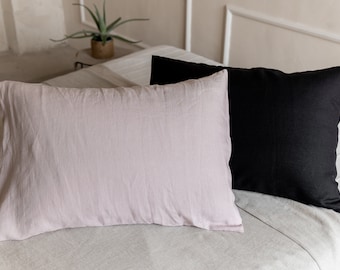 Linen Pillowcases Linen Washed Fabric Black White Green Ashen Pink Custom sizes Make to order