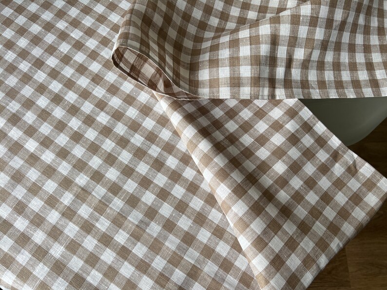 Linen Tablecloth in Square Pattern. Size 45"x57" Natural Linen Fabric ...