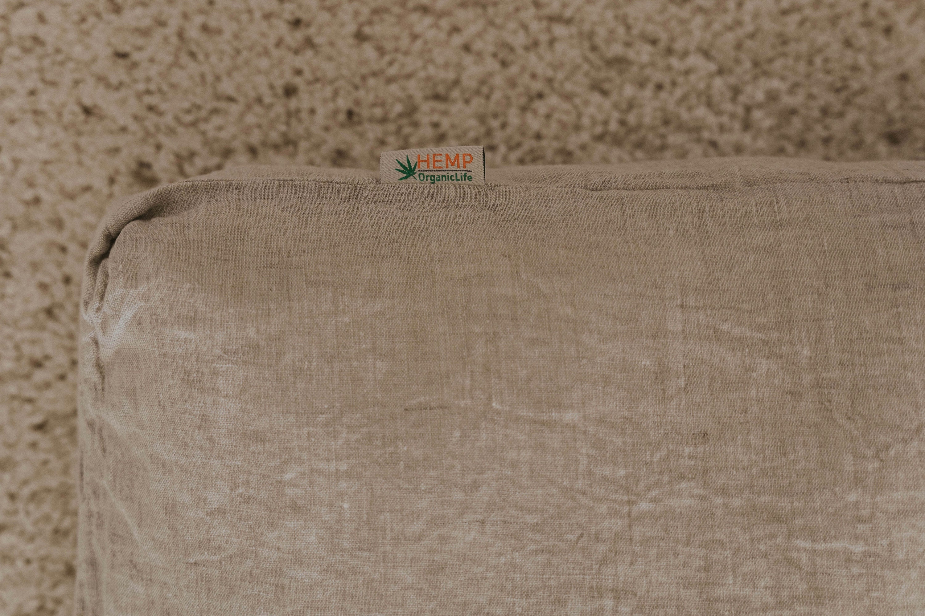 Organic Play mat filled HEMP Fiber in non-dyed linen fabric - gray