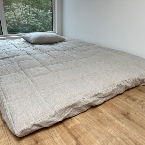 Hemp mat shops 3” thick organic mat with hemp fiber filler inside in natural non-dyed linen fabric Custom Size available