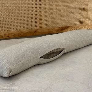 Hemp Body Pillow Filled Breathable Hemp Fiber Filler in Natural Linen Fabric Side Sleeper Support Pillow with regulation height
