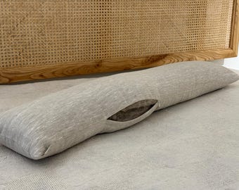 Hemp Body Pillow Filled Breathable Hemp Fiber Filler in Natural Linen Fabric Side Sleeper Support Pillow with regulation height