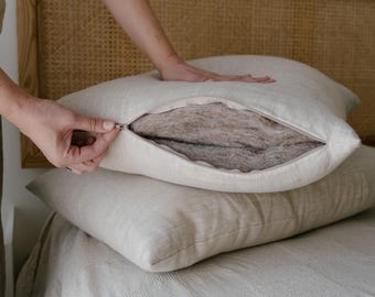 Hemp Pillow filled HEMP FIBER in linen fabric with regulation  height/Hemp pillow/ Bed Pillow /Toddler / Eco friendly