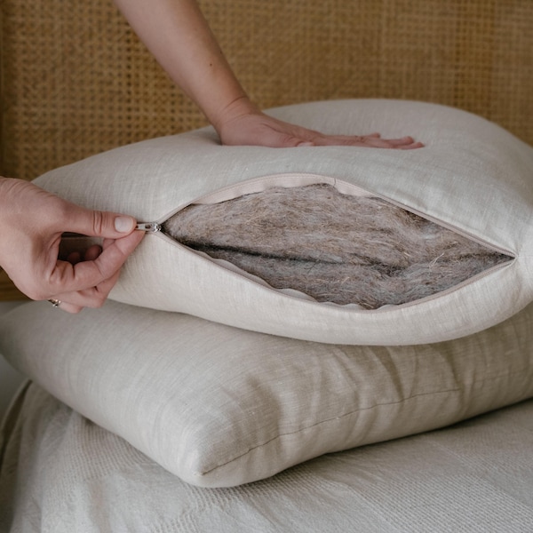 Hemp Pillow filled HEMP FIBER in linen fabric with regulation  height/Hemp pillow/ Bed Pillow /Toddler / Eco friendly