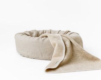 Coperta/copertura per cani in lana di CANAPA Fodera per coperta in tessuto di lana di canapa naturale personalizzata per coprimaterasso per lettino per animali domestici Regalo unico per cane