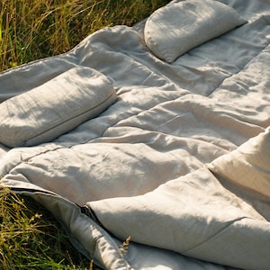 160 x 200 cm Thick 400 gr.m2 Double HEMP Sleeping bags in linen natural fabric with organic hemp fiber filling