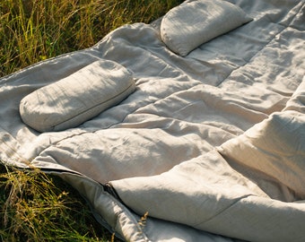 160 x 200 cm Thick 400 gr.m2 Double HEMP Sleeping bags in linen natural fabric with organic hemp fiber filling