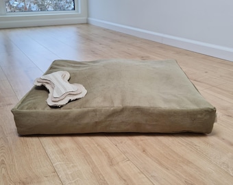 Hemp Pet Mat Pad Cushion Removable Washable Cotton Cover Organic Hemp Fiber Filler in Natural Cotton Fabric Padded Dog