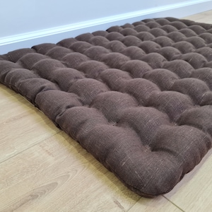 Linen Floor cushion with Buckwheat hulls 23&quot;x35&quot;/ Meditation cushion for Yoga studio/ zabuton Natural buckwheat Mat