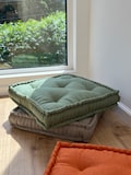 Hemp Linen Floor Cushion fileld organic Hemp Fiber  in Natural Linen fabric / floor pillow Pillow seat/Meditation Yoga