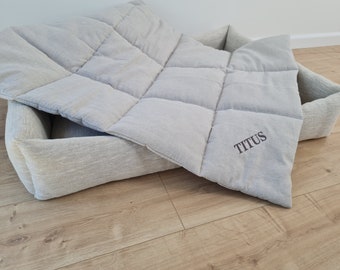 Manta para perro de cáñamo rellena de fibra de cáñamo en tejido de lino natural manta para perro personalizada para cama esterilla para perro