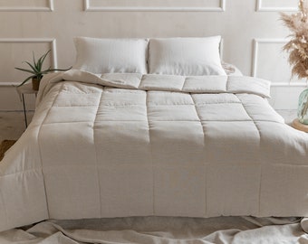 Natural HEMP Duvet Insert Comforter 400 gr.m2 Cotton non-dyed fabric filled organic Hemp fiber filler Full Queen King Custom size Blanket