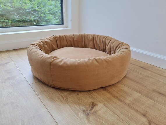 Round Hemp Cotton Velvet Caramel Pet Bed Cot With Removable Washable Natural Velvet Cover Filled Organic Hemp Fiber House Eco friendly Gift Etsy UK