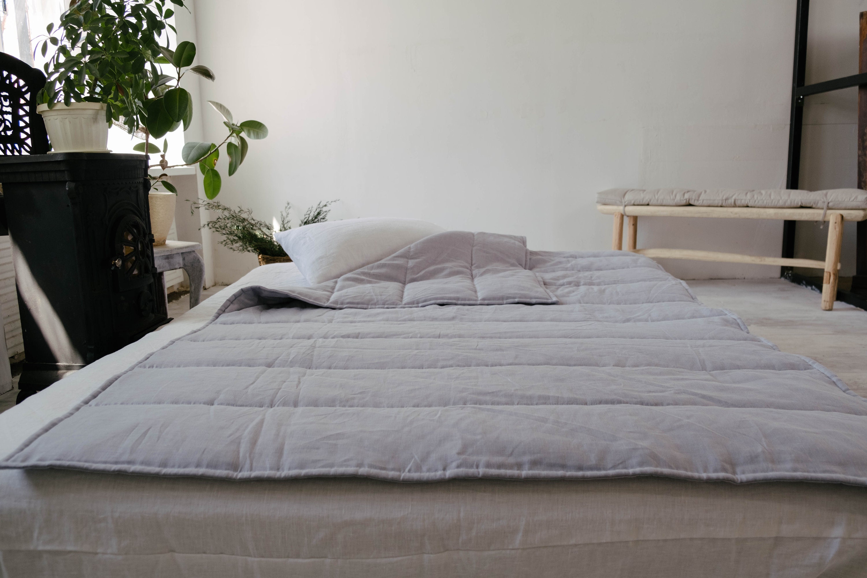 ヘンプリネンブランケットオーガニックヘンプ繊維入り天然リネン生地