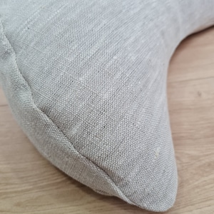linen meditation Cresсent cushion filled with buckwheat hulls image 6