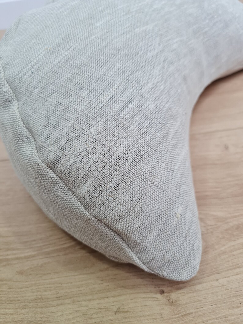linen meditation Cresсent cushion filled with buckwheat hulls image 6