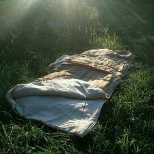 Easy Organic HEMP Sleeping bag in linen fabric organic hemp fiber filling linen fabric hand made image 2