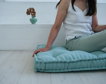 光麻地板垫与有机大麻纤维填充天然亚麻织物/地板法国枕头的座位