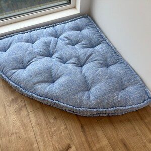 Hemp Reading nook cushion Hemp fiber in Blue Linen fabric / Floor cushion / Window cushion custom made size image 7