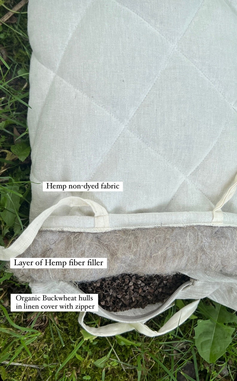 Unique Breathable Hemp Buckwheat Hulls Pillow Hemp Undyed Fabric organic high quality Buckwheat Hulls Bed Pillow Eco friendly for sleep image 8