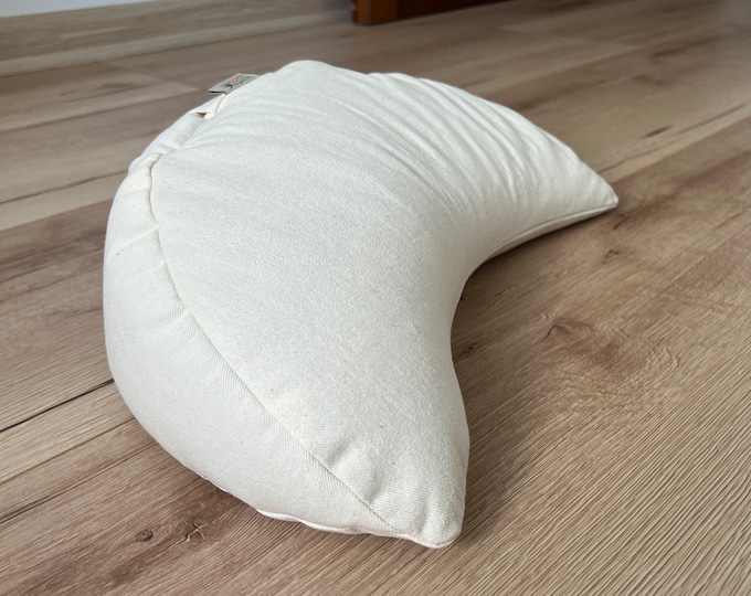cotton Meditation Cresсent cushion filled with buckwheat hulls