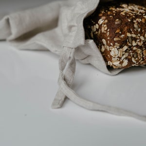 Unique Hemp Linen Bread bag in natural non-dyed hemp fabric inside linen fabric outside storage bag / bread serving & storage basket image 2