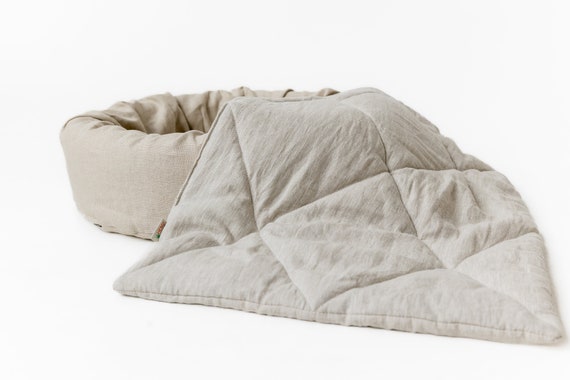 HEMP DOG Blanket Filled HEMP Fiber in Natural Linen Fabric Dog Blanket Personalised for Bed Dog Mat Etsy