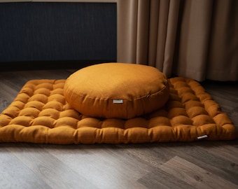 Meditation Set Zafu & Zabuton filled Buckwheat hulls Meditation pillow cushion Mat pouf Zen cushion Meditation Space Yoga Set