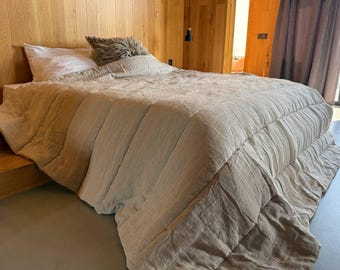 Organic HEMP LINEN Comforter 400 gr.m2 Duvet Insert Linen fabric filled organic Hemp fiber filler Full Twin Queen King Custom size blanket