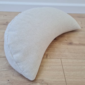 linen meditation Cresсent cushion filled with buckwheat hulls image 2